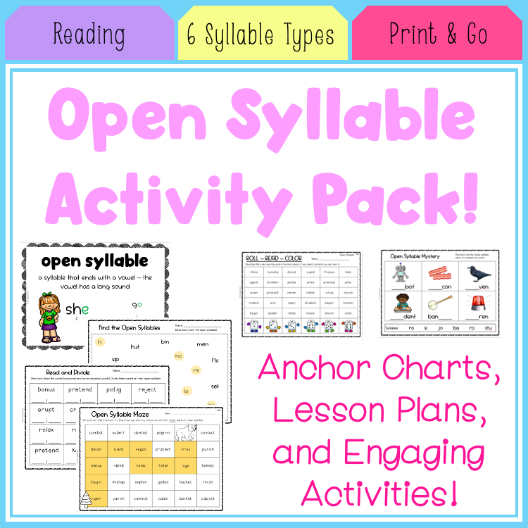 Decodable Readers Multisyllables Open Syllables Books and Lesson